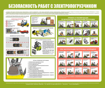 С132 безопасность работ с электропогрузчиком (1000х1200 мм, пластик ПВХ 3мм, Прямая печать на пластик) - Стенды - Охрана труда на складе - Магазин охраны труда Протекторшоп