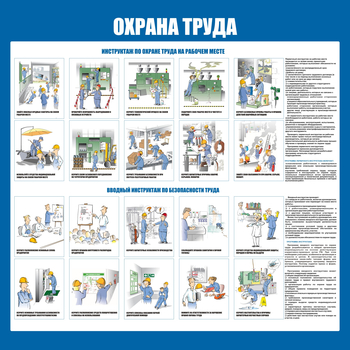 С152-3 Охрана труда. Инструктажи вводный, на рабочем месте (1000х1000 мм, пластик ПВХ 3мм, Прямая печать на пластик)  - Стенды - Стенды по охране труда - Магазин охраны труда Протекторшоп